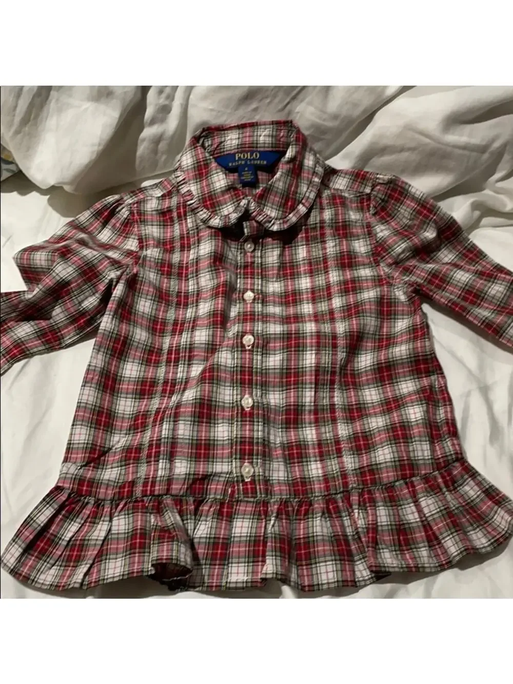 Ralph Lauren 4 red plaid button down blouse NWOT